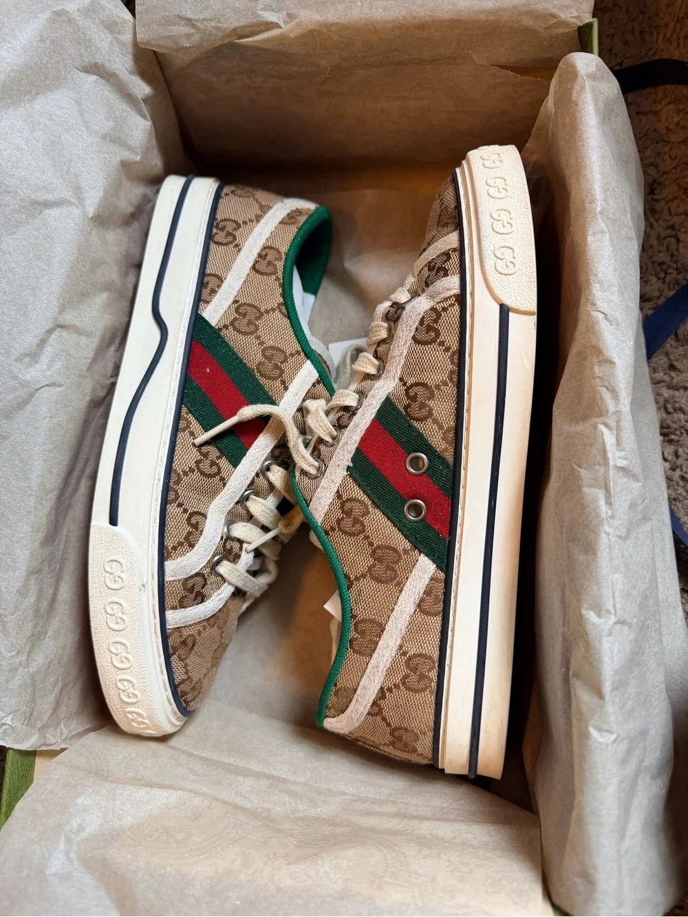 Authentic Gucci Tennis 1977 GG Canvas Sneakers – Size EU 37 Women